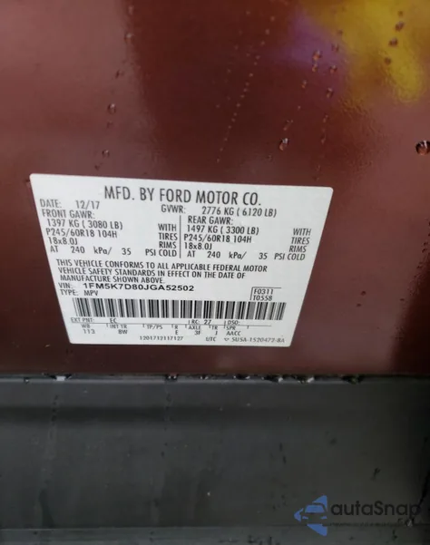 2018 Ford Explorer Xlt из США, поврежденный, VIN 1FM5K7D80JGA52502